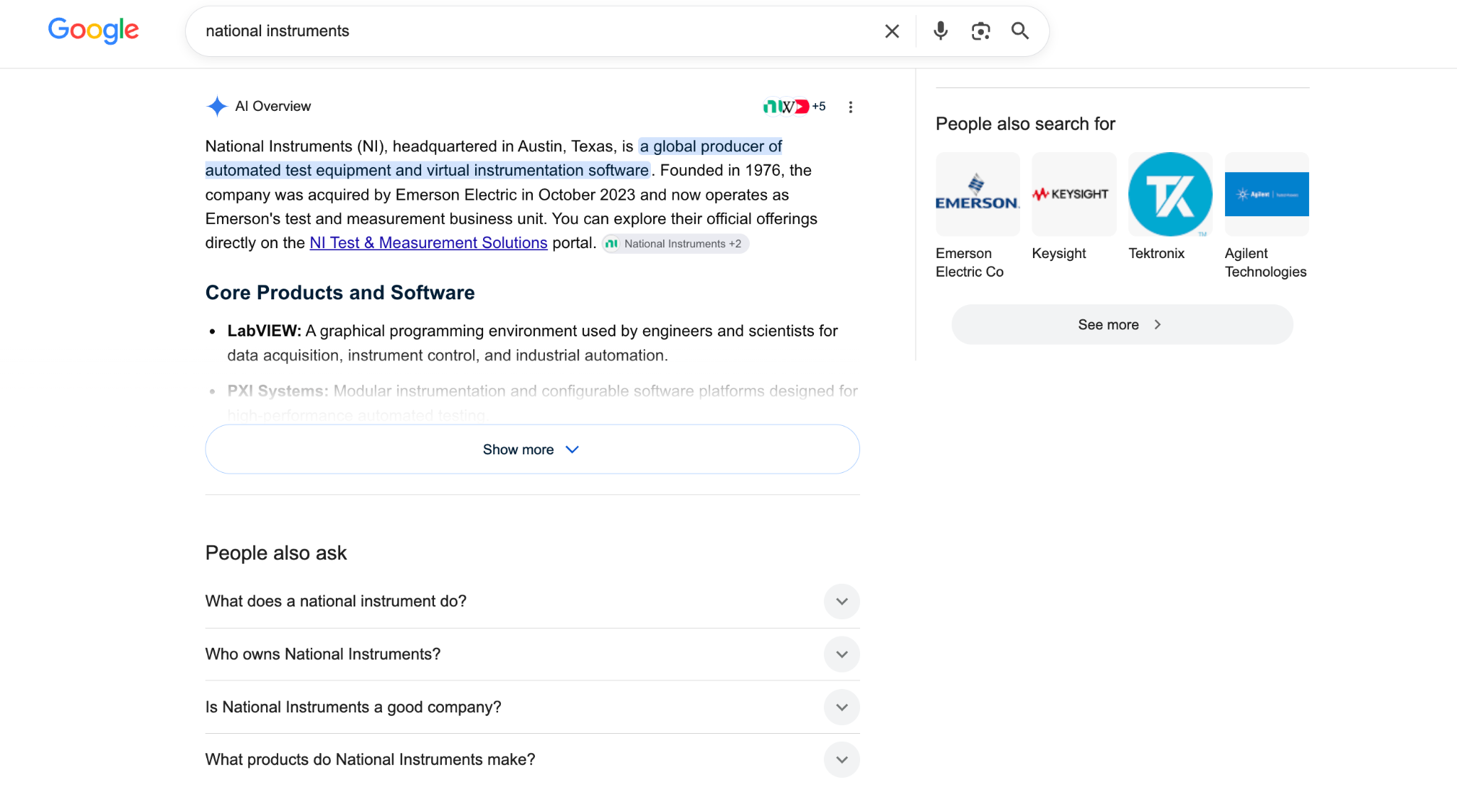 example manufacturing brand AI overviews