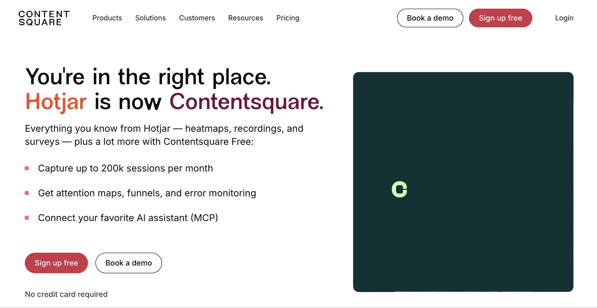 Contentsquare landing page created for users searching for Hotjar.