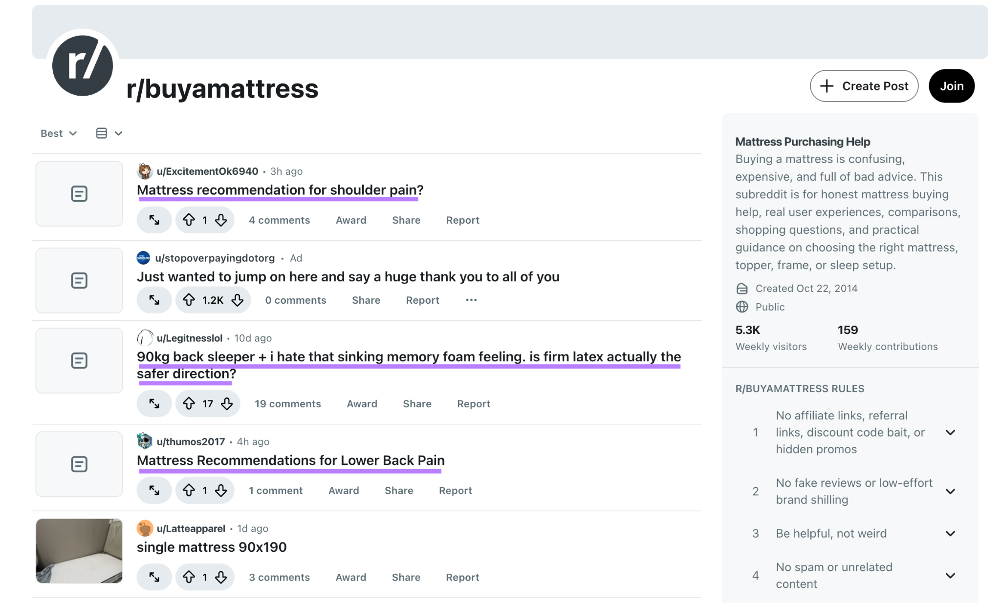 subreddit posts as prompt research