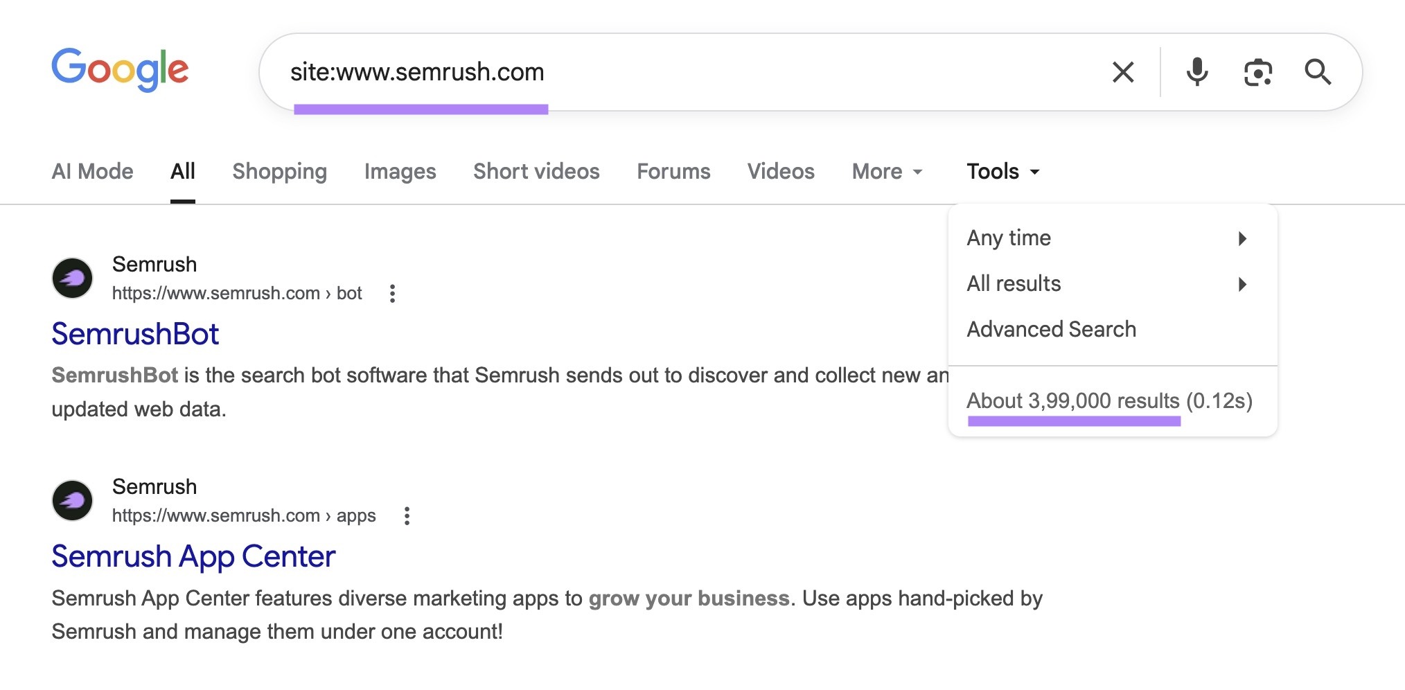 Google shows about 3,99,000 results for “site:sr03.amzseller.tools” search.