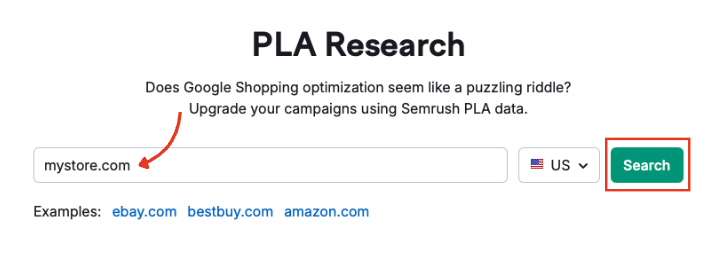 The search bar in PLA Research.