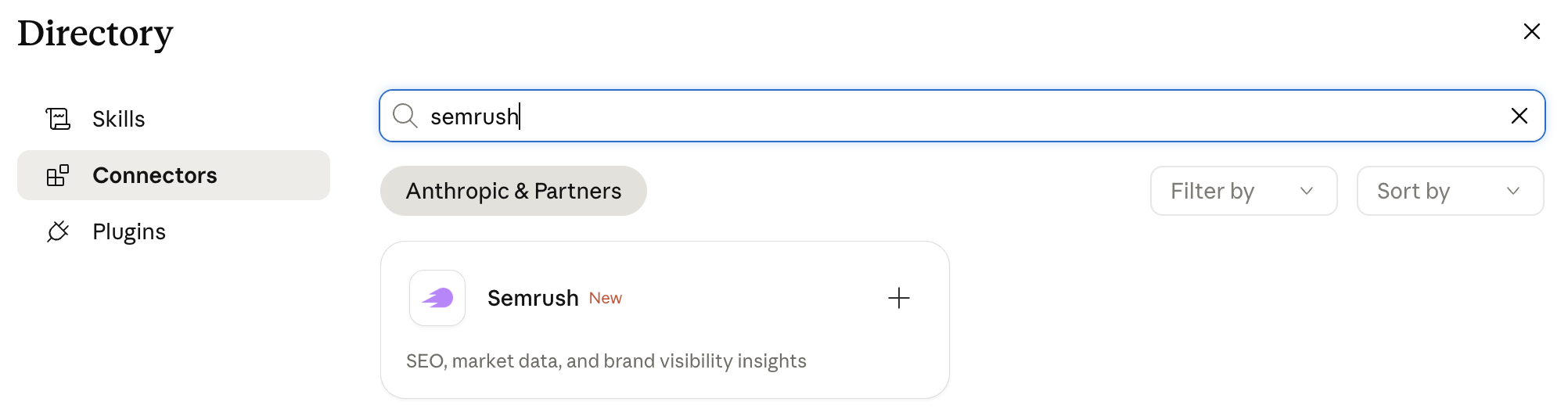 Select Semrush app